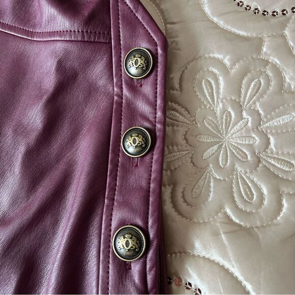 Anthropologie Maeve Faux Leather Pinafore In Plum NEW Size Small - Picture 10 of 14